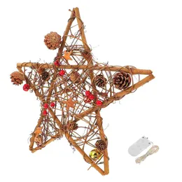 Flores decorativas grinaldas 1pc Christmas Star Garland Decoration com luz de corda com luz de corda