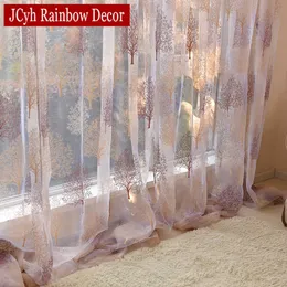 Japansk stil ren tulle gardin för vardagsrum Burnout gardin för barn sovrum fönster kök gardin persienner draperier 210712