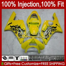 OEM Injection Mold For KAWASAKI NINJA ZX 6R 6 R 600 CC ZX600 ZX-6R 2003 2004 Bodywork 8No.110 ZX636 ZX 636 600CC 03-04 Body ZX600C ZX-636 ZX6R 03 04 Fairing Kit yellow stock