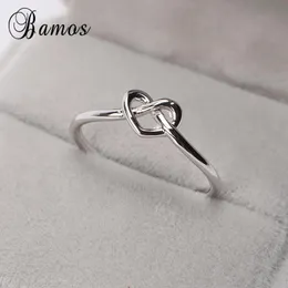 حلقات الكتلة Bamos Heart/Star/Infinity/Letter/Bow Knot Ring Open Simple Adleable Midi for Women Silver Color Jewelry