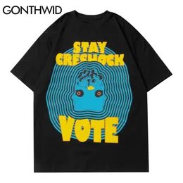 Tshirts Creative Circle Vote Punk Rock Gothic Streetwear Tees Shirts Hip Hop Harajuku Casual Cotton Short Sleeve Tops 210602