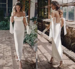 Boho Simple Sheath Style Wedding Dress 2021 Off The Sholder Straps Sweetheart Bridal Gowns Saudi Arabic Backless Vestidos De Noiva