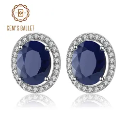 Gems ballett 7x9mm naturlig blå safir 925 sterling silver ädelsten stud örhängen vintage fin smycken kvinnor gåva mode 210325