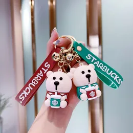 Creative Cute Lovely Bear Strap Key Chain Women Animal Keychains PVC Lanyard Bag Charms Pendant for Phone Accessories