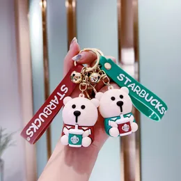 Creative Cute Lovely Bear Strap Key Chain Women Animal Keychains PVC Lanyard Bag Charms Pendant for Phone Accessories