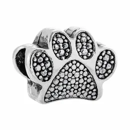 Wholesale 30Pcs Dog Paw Print Pendant Charm 925 Sterling Silver European Charms Beads Fit Pandora Bracelets Snake Chain Fashion DIY Jewelry