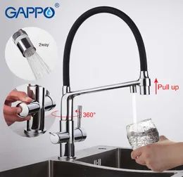 Bateria kuchenna Gappo z filtrowanym wodą czarny baterie zlewozmywakowe zlewozmywakowe dźwig dźwigowy tap wodny mikser żuraw torneira cozinha 210719