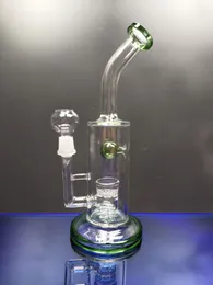 Reciclador bong coloridos tubos de agua para fumar de vidrio con percolador de fuente reciclador de vidrio cachimba 14.4 mm modelo conjunto 018