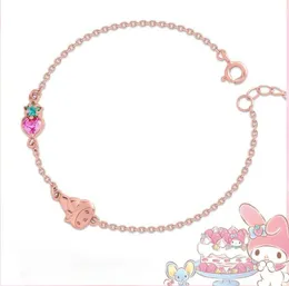 Länk, kedja myMelody jordgubbe ljus kristall armband rosa guld designer charms för kvinnor boho smycken