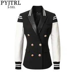 Pyjtrl damska moda dorywczo skórzane patchwork do podwójnej kurtki Stylowa Klasyczna Darsity Jacket 210804