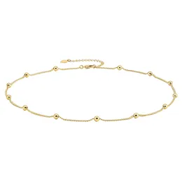 Sequin Chain Necklace Satellite Bead Dainty Thin 18K Gold Simple Choker Boho Jewelry Gift for Women