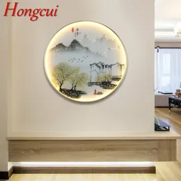 Hongcui Lampade da parete Modern Landscape Painting LED Applique Luce rotonda Creativa per il comodino domestico