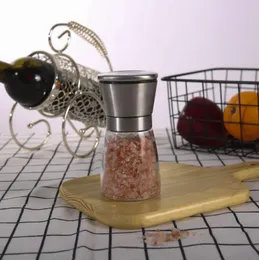 Pepper Mill Grinder Rostfritt stål Manuell Salt Bärbar Glas Muller Spice Sauce Home Köksredskap FFA4332