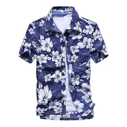 Fashion Mens Hawaiian Shirt Male Casual Colorful Printed Beach Aloha Shirts Short Sleeve Plus Size 5XL Camisa Hawaiana Hombre 210714