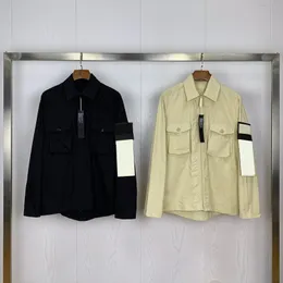 Herrenjacken Designer Man Stone Pocket Jackets Island Jacket Long Ghost Sleeve Zipper Badges Men Casual Coat Windjacke Embrodiery Mens Coats