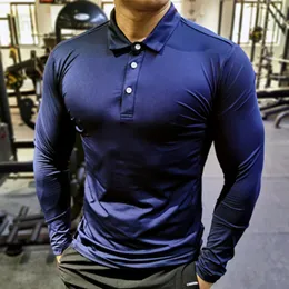 青クイックドライランニングシャツ長袖圧縮シャツジムTシャツフィットネススポーツサイクリングジッパーメンズラッシュガード