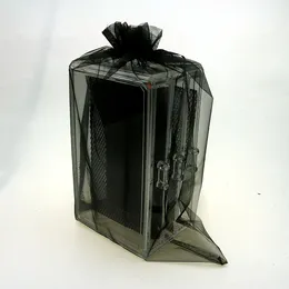 30x40 cm czarny organza torby biżuteria Promocja worka Embalagens para Parete Drukowane logo Niestandardowe 100 sztuk / partia Hurtownie