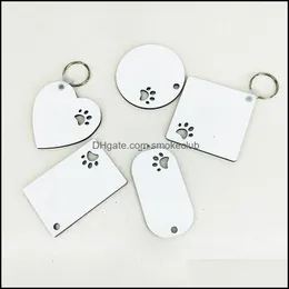 Event Festive Supplies Home & Gardenpuppy Keychain Party Favor Sublimation Mdf Keyring For Women Paw Print Wooden Keychains Creative Dog Tag