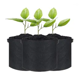 Planters Pots 3-Pack 7 галлонов утолщенные нетканые ткани растут сумки с ручками для растительных овощей сад открытый или внутренний использование