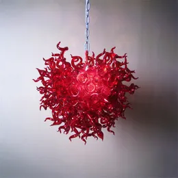Modern pendant lamps creative murano suspension chandelier light flower art decor W80XH80 cm hand blown red glass chandeliers lighting with led bulbs