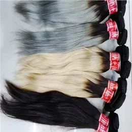 Hair Loss solution ombre gray grey hair extensions indian human hair weft 15pcs/lot affordable weave