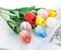 PU Tulipany Sztuczne Kwiaty Prawdziwe Dotykowe Sztuki Para Decora Mini Tulipan Do Domu Dekoracje Ślubne Kwiaty GCB14415