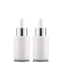 Empty Glass Cosmetic Dropper Fragrance Bottle 50ml Beauty Makeup Pipette Container White Porcelain Essential Oil Serum Vials