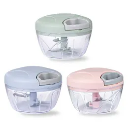 Mini Manual Food Chopper Małe Ręczne Powered Procesor Żywności Est 3 Ostrza Mincer Prasy do czosnku Mięso owocowe 210706