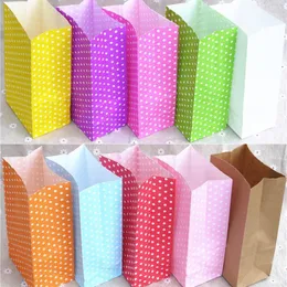 Gift Wrap 10pc färgglada polka dot väskor Mini Favor Open Top Packing Paper Treat Bag Candy Box Packaging
