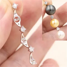 Vertical of Three Pearls Sterling Silver Settings DIY 3 Pearl Pendant Mounts Jewelry Making 5 Pieces