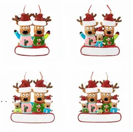 Newchristmas Ornament Wiszące Renifer Wystrój Rodzinny Dla Xmas Drzewo Home Office Pokój Dekoracji Rzemiosło ze String Assorted Wisiorki LLF11357