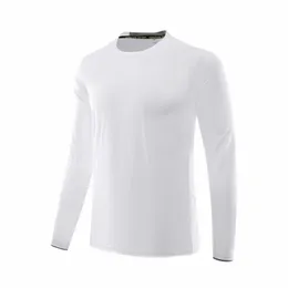 White Long Sleeve Running Shirt Men Fitness Gym Sportswear Fit Quick dry Compression Workout Sport Top