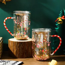 Weingläser, hochtemperaturbeständiges Glas, Sternwunsch, kreativer Weihnachtsbaumbecher, doppelter Büromarkenkaffee mit Filtersieb