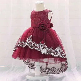 2021冬の赤ん坊の女の子のドレスバプテスマの子供のドレスのための女の子の服の花の去りの王女のドレス1st誕生日のドレス3-24月G1129