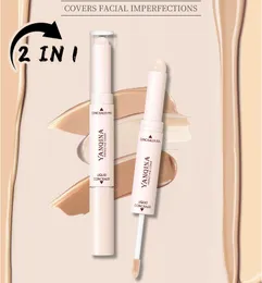 Double Head Design Concealer Pen для сухой и мокрый кожи Один ход: 2in1 Полусуточный консилер-жидкий крем-текстуры Crequester-Cavects, увлажняет, увлажняет