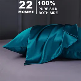 22 Momme Silk Zipper Pillowcase 1pc 100% Nature Mulberry Muticolor Pillow Case For Healthy Standard Queen King 220217