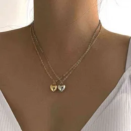 docona Korean Style Geometry Pendant Necklace for Women Simple Romantic Love Heart Alloy Clavicle Chain Female Wedding Jewelry G1206