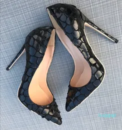 Czarne koronkowe buty na wysokim obcasie seksowne płytkie spinne buty 12cm ślubne buty Budy Bride