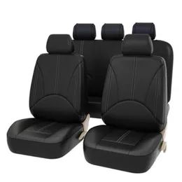 Car Seat Covers Universal Full Black Artificial PU Leather Pad Back Cushion For Interior Accessories Auto Fron U3D5
