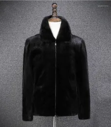メンズファーファックス暖かい黒冬ミンクコートジャケット、男厚い人工アウターウェアパーカー2021小売卸売