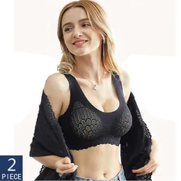 Dropshipper 2 ADET Lateks Dikişsiz Sutyen Artı Boyutu Sütyen Kadınlar için Hock-Proof Pad Push up Sutyen Rahat Bralette Pad Bras 211015