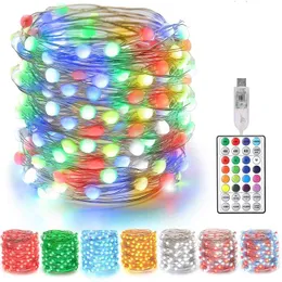 Saiten Led Weihnachten Dekoration Licht String Rgb Vorhang Lampe Wasserdichte Steckdose Outdoor Girlande Ball Lichter Zimmer Dekor