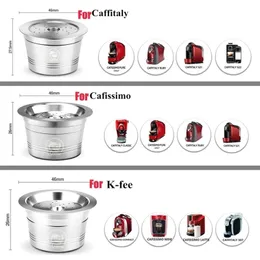 Wielokrotnego użytku zgodne z Cafissimo K-Opłata Tchibo Refillable Crema Capsule Stainless Steel Metal Filter napełniany 210712