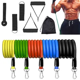 Övningsbeständighetsband satt upp till 115 lbs Fitness Stretch Workout Bands med 5 Fitnessrör Hem Gym Yogautrustning Män Kvinnor H1026