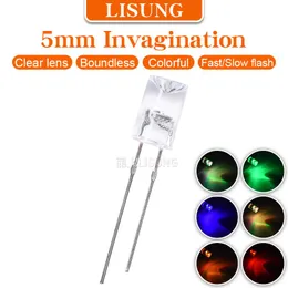 الخرز الخفيف 1000pcs/bag 5mm LED RGB 2 أرجل مقعرة سريعة بطيئة وميض مسطح أعلى الماء العدسة الصافية 2pins من خلال الفتحة