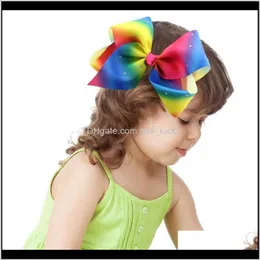 Baby, MaternityM Mism 8 "Big Bow Slipsar Barnflickor Lovely Clips Grosgrain Fine Hairpins Rhinestone Hair Aessories For Kids Hairgrips Dro