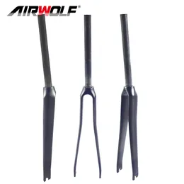 Airwolf 700C Carbon Fiber Road Bike Front Fork V Brake Track Bicycle Forks 100*9mm 28.6mm Rigid Straight Tube Bikes Parts 1 year warranty