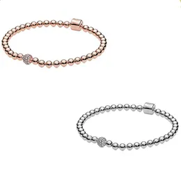 Bracciale in argento sterling 925 con perline di perline con pav￩ per regali di gioielli di moda firmati da donna Pandora