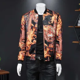 Kurtka Mężczyźni Luksusowe Vintage Druk Bombowiec Kurtki Mody Designer Windrebreak Streetwear Płaszcz Outerwear Jaqueta Masculina 210527