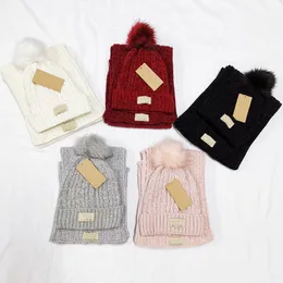 Moda inverno e outono chapéu quente chapéu de alta qualidade cap homens mulheres lenço chapéus de malha tampas de duas peças set u homens feminina beanie